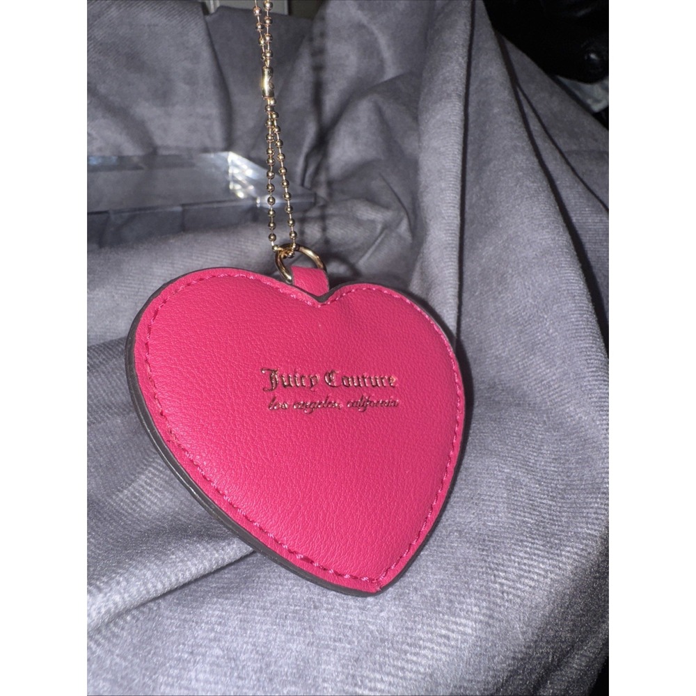 JUICY COUTURE FAUX LEATHER HEART SHAPE HANDBAG CHARM HOT PINK/GOLD NWOT